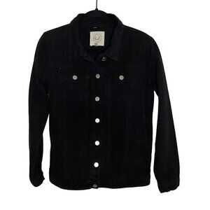 Fantastic Fawn Denim Stay Wild Print Jacket Black 90's Streetwear City Size S‎